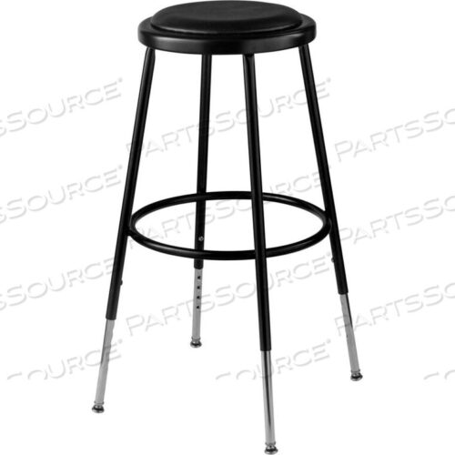 OEM#: 6424H-10INTERION STEEL SHOP STOOL WITH PADDED SEAT - ADJUSTABLE HEIGHT 25-33 - BLACK - PACK OF 2 by National Public Seating