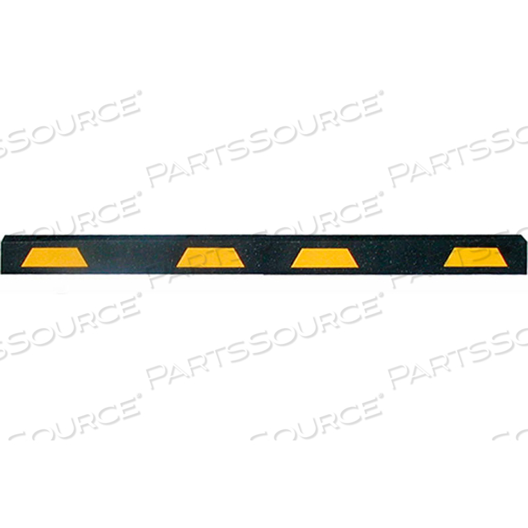 CAR STOP, RECYCLED RUBBER WITH 4 REFLECTIVE YELLOW STRIPES, 6 FEET LONG