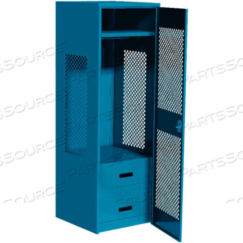 OEM#: GL-2472-18-DR2-D-BLWELDED GEAR LOCKER W/BOTTOM 2 DRAWERS & PERFORATED DOOR, 24X18X72, BLUE by Pucel Enterprises