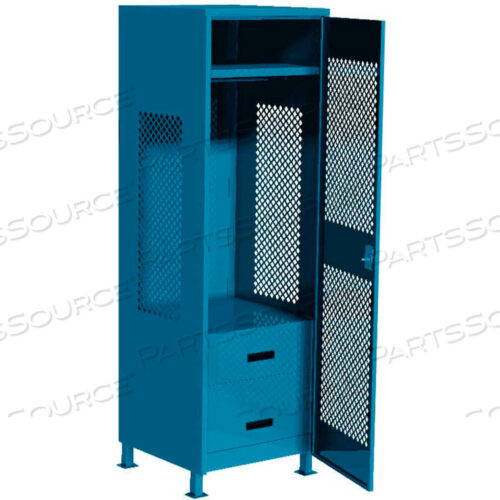 OEM#: GL-2472-24-DR2-DL-BLWELDED GEAR LOCKER W/2 DRAWERS, PERFORATED DOOR & LEGS, 24X24X72, BLUE by Pucel Enterprises
