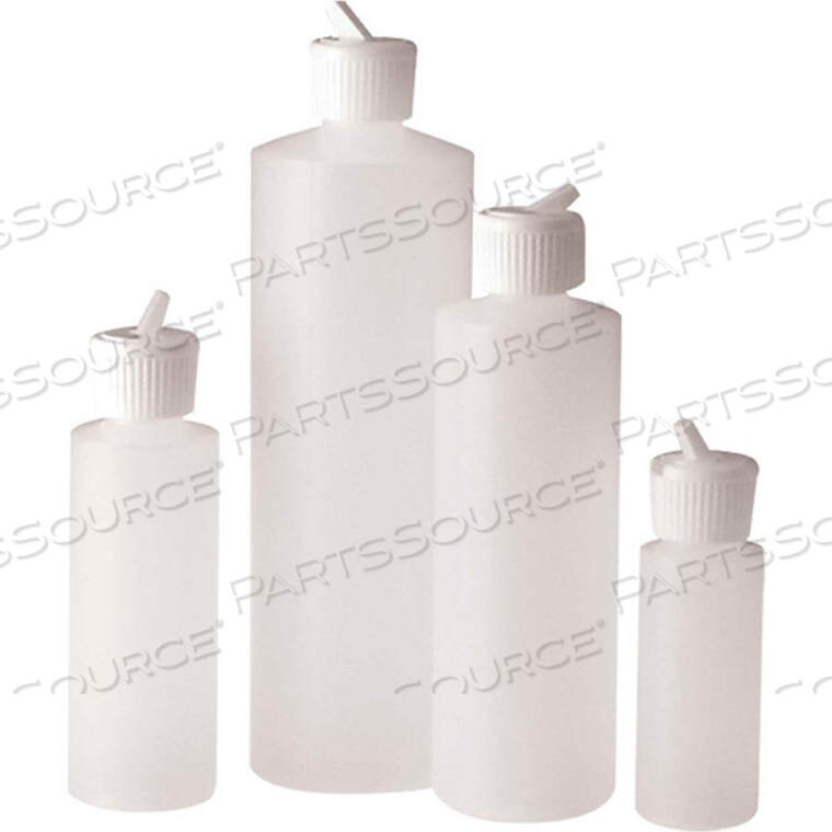 OEM#: PLC-033872OZ NATURAL HDPE CYLINDER BOTTLE WITH 24-410 WHITE PE FLIP TOP CAP, CASE OF 48 by Qorpak