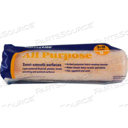 OEM#: 9AP038ROLLERLITE 9 X 3/8 MEDIUM DENSITY 100% POLYESTER ROLLER COVER, 24/CASE by Quali-Tech Mfg