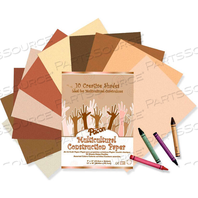 OEM#: 9509MULTICULTURAL CONSTRUCTION PAPER, 12X9, ASSORTED, 50 SHEETS by Pacon