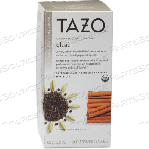 TAZO ORGANIC BLACK TEA, CHAI SPICE, SINGLE CUP BAGS, 24/BOX