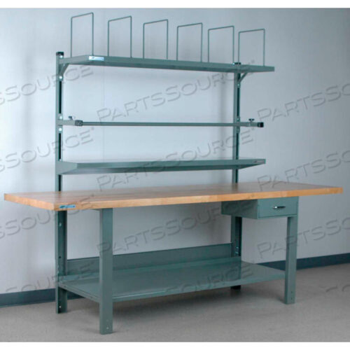 OEM#: 4-8XPACK-8M-BKNO. 8 ADJ. HEIGHT ECONOMY PACKING WORKBENCH - BUTCHER BLOCK TOP SQUARE EDGE 96X36 BLACK by Stackbin Corporation