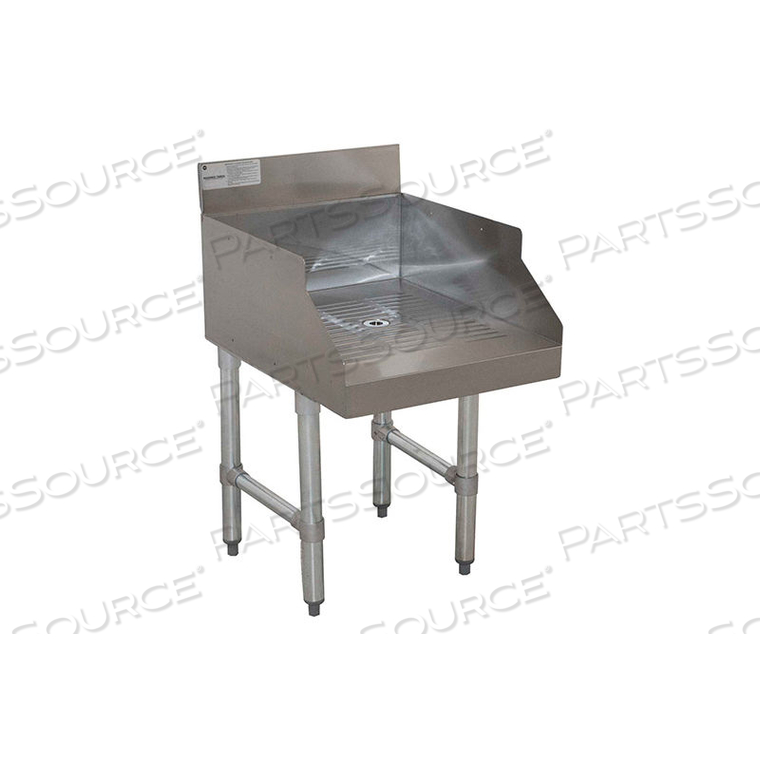 RECESSED DRAINBOARD FOR GLASS STORAGE, 15WX18DX33H, STAINLESS STEEL