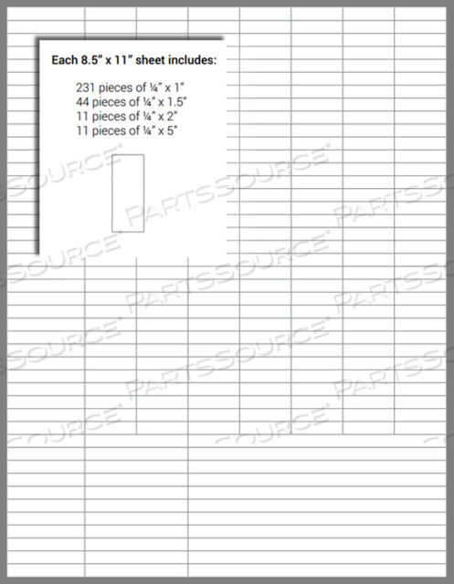 IDENTIFICATION SHEET TAPE, WHITE, 1/4 CUT