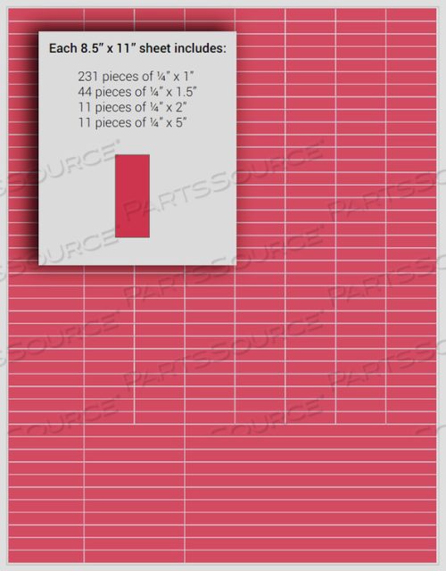 IDENTIFICATION SHEET TAPE, RED, 1/4 CUT