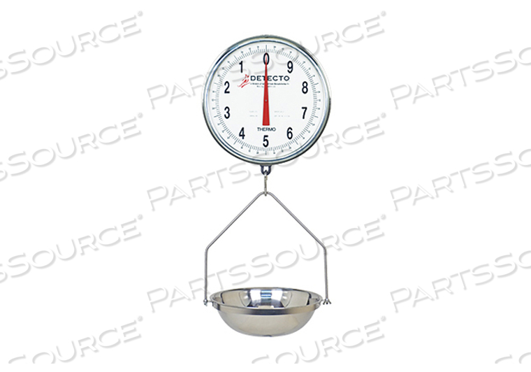 HANGING DIAL SCALE, 32 LB, DUAL DIAL, STAINLESS STEEL WITH GLASS DIAL COVER