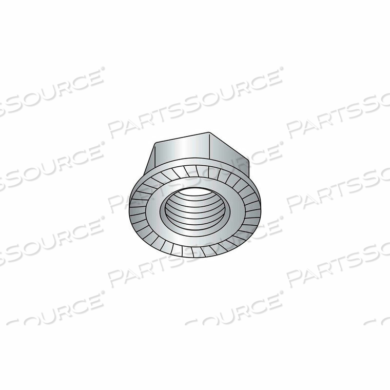 5/16-18 SERRATED FLANGE HEX NUT - GRADE 2 - CASE HARDENED STEEL - ZINC PLATED - PKG OF 100