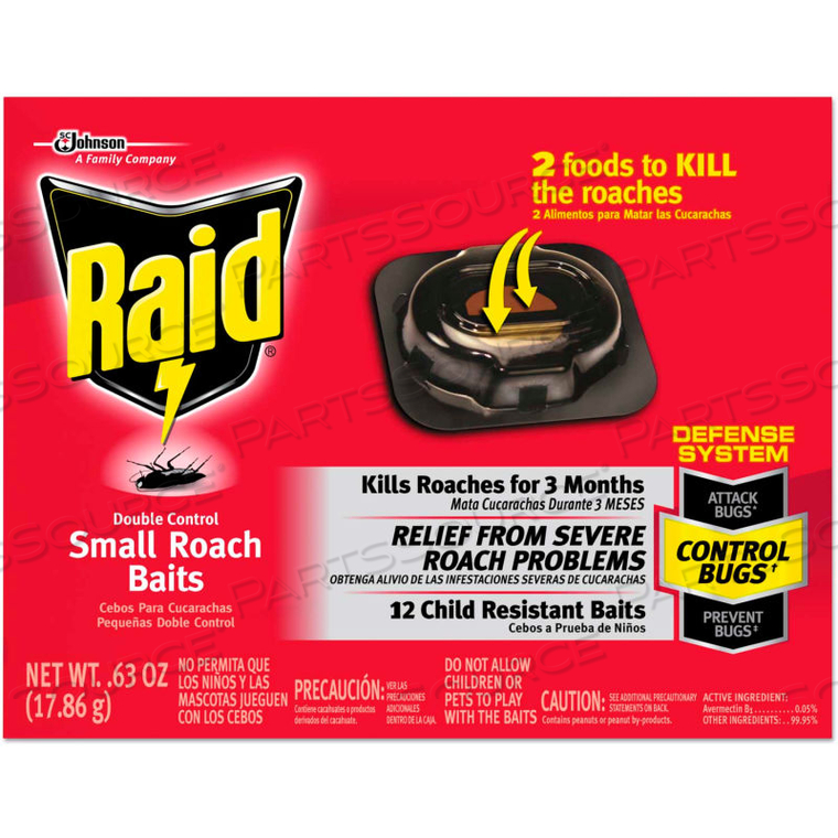 RAID ROACH BAITS STATIONS - 0.63 OZ. BOX, PKG QTY 12