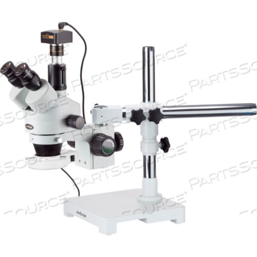 AMSCOPE SM-3TX-54S-3M 3.5X-45X LED BOOM STAND STEREO ZOOM MICROSCOPE WITH 3MP CAMERA