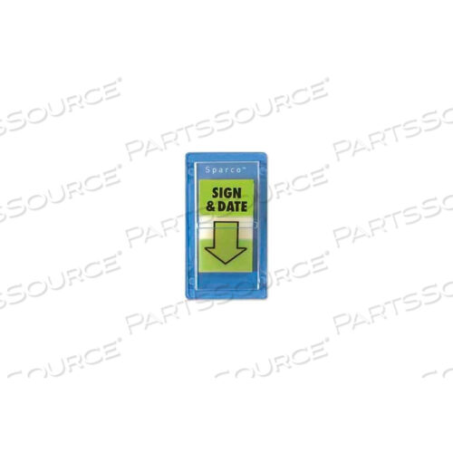 SIGN AND DATE FLAGS, 1 X 1-3/4, GREEN, 100 FLAGS/PACK