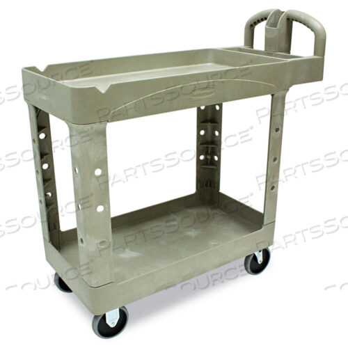 OEM#: FG450088BEIGHEAVY-DUTY UTILITY CART С ПОЛКАМИ С ВЫСТУПАМИ, ПЛАСТИКОВАЯ, 2 ПОЛКИ, ГРУЗОПОДЪЕМНОСТЬ 500 ФУНТОВ, 17,13 X 38,5 X 38,88, БЕЖЕВЫЙ от Rubbermaid Medical Division