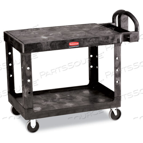 OEM#: FG452500BLAFLAT SHELF UTILITY CART, ПЛАСТИКОВАЯ, 2 ПОЛКИ, ВМЕСТИМОСТЬ 500 ФУНТОВ, 25,25 X 44 X 38,13, ЧЕРНАЯ от Rubbermaid Medical Division