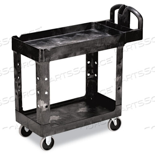 OEM#: FG450088BLAHEAVY-DUTY UTILITY CART С ПОЛКАМИ С ВЫСТУПАМИ, ПЛАСТИКОВАЯ, 2 ПОЛКИ, ГРУЗОПОДЪЕМНОСТЬ 500 ФУНТОВ, 17,13 X 38,5 X 38,88, ЧЕРНАЯ от Rubbermaid Medical Division
