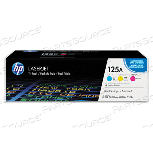 HP 125A, (CE259A) УПАКОВКА ИЗ 3 ОРИГИНАЛЬНЫХ ТОНЕР-КАРТРИДЖЕЙ LASERJET ЦВЕТА ГОЛУБОЙ/ПУРПУРНЫЙ/ЖЕЛТЫЙ