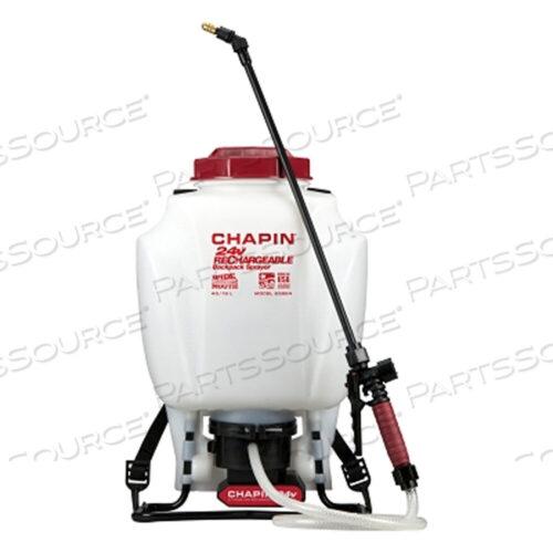 OEM#: 63924RECHARGEABLE BACKPACK SPRAYER, 4 GAL, 48 IN HOSE, 20 IN WAND, 35-40 PSI by Chapin International