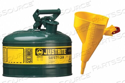 OEM#: 7110410СТАЛЬНАЯ БЕЗОПАСНАЯ КАНИСТРА ТИПА I С ВОРОНКОЙ, 1 ГАЛЛОН (4 Л), САМОЗАКРЫВАЮЩАЯСЯ КРЫШКА, ЗЕЛЕНАЯ от Justrite