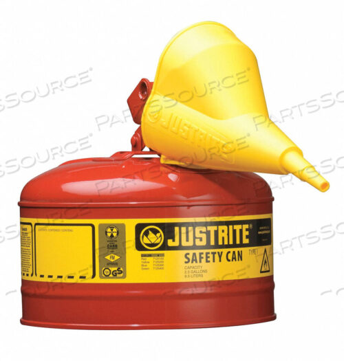 OEM#: 71251107125110 БАНКА JUSTRITE TYPE I СТАЛЬНАЯ БЕЗОПАСНАЯ ДЛЯ ЛЕГКОВОСПЛАМЕНЯЮЩИХСЯ ВЕЩЕСТВ, 2,5 ГАЛЛОНА, ПЛАМЕГАСИТЕЛЬ ИЗ НЕРЖАВЕЮЩЕЙ СТАЛИ, КРАСНАЯ от Justrite