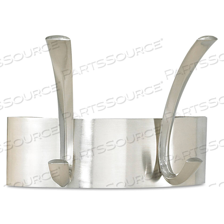 OEM#: 4203SLМЕТАЛЛИЧЕСКАЯ ВЕШАЛКА, НАСТЕННАЯ, ДВА КРЮЧКА, СТАЛЬ, 7 Ш x 4,5 Г x 5,25 В, МАТОВЫЙ НИКЕЛЬ от Safco