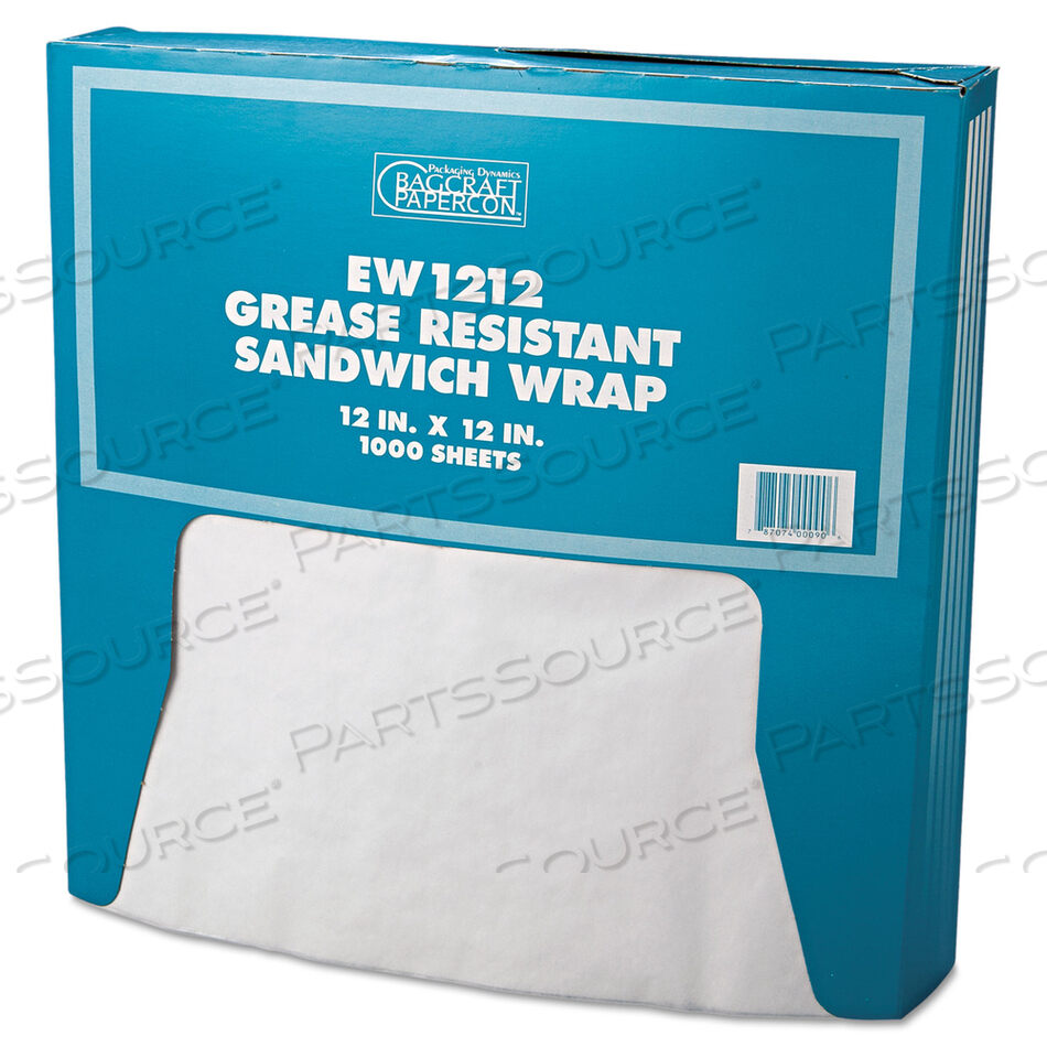 OEM#: P057012ЖИРОУпорная бумажная упаковка и вкладыши, 12 X 12, белая, 1000 шт./коробка, 5 коробок/коробка от Bagcraft