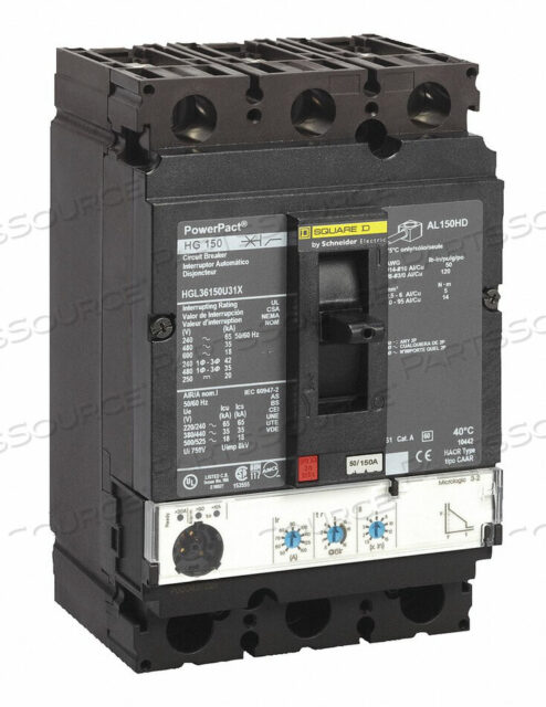 OEM#: HGL36150U33XАВТОМАТИЧЕСКИЙ ВЫКЛЮЧАТЕЛЬ 150A 3P 600VAC HG от Square D