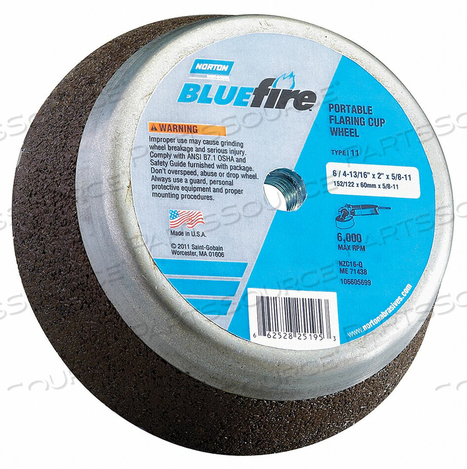 OEM#: 66253146929ШЛИФОВАЛЬНЫЙ КРУГ С РАЗВОРОТОЧНОЙ ЧАСТЬЮ ТИП 11 ДИАМЕТР 6 ДЮЙМОВ от Norton | Saint-Gobain Abrasives