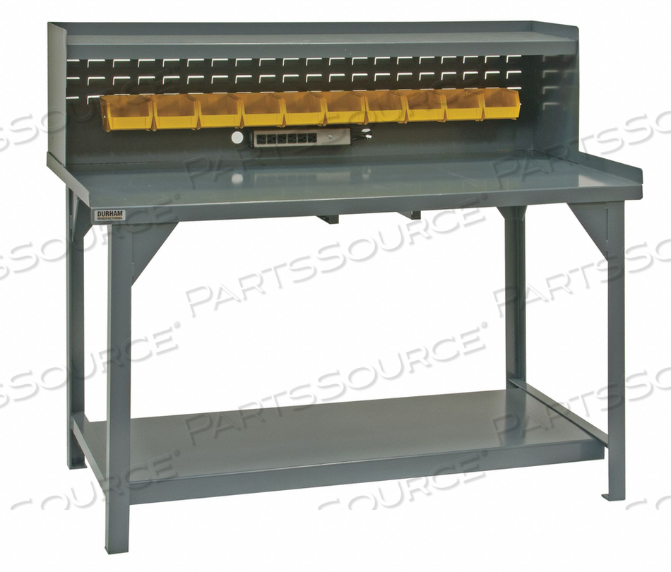 OEM#: DWB-3072-BE-RSR-95СВАРНОЙ СТАЛЬНОЙ ВЕРСТАК ФИКСИРОВАННОЙ ВЫСОТЫ - ПОДЪЕМНИК, ВЫХОД И 10 КОНТЕЙНЕРОВ - 72 Ш X 30 Г X 34 В от Durham Manufacturing Company