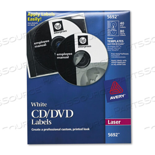 OEM#: 5692LASER CD LABELS, МАТОВО-БЕЛЫЕ, 40 ШТ./УПАКОВКА от Avery