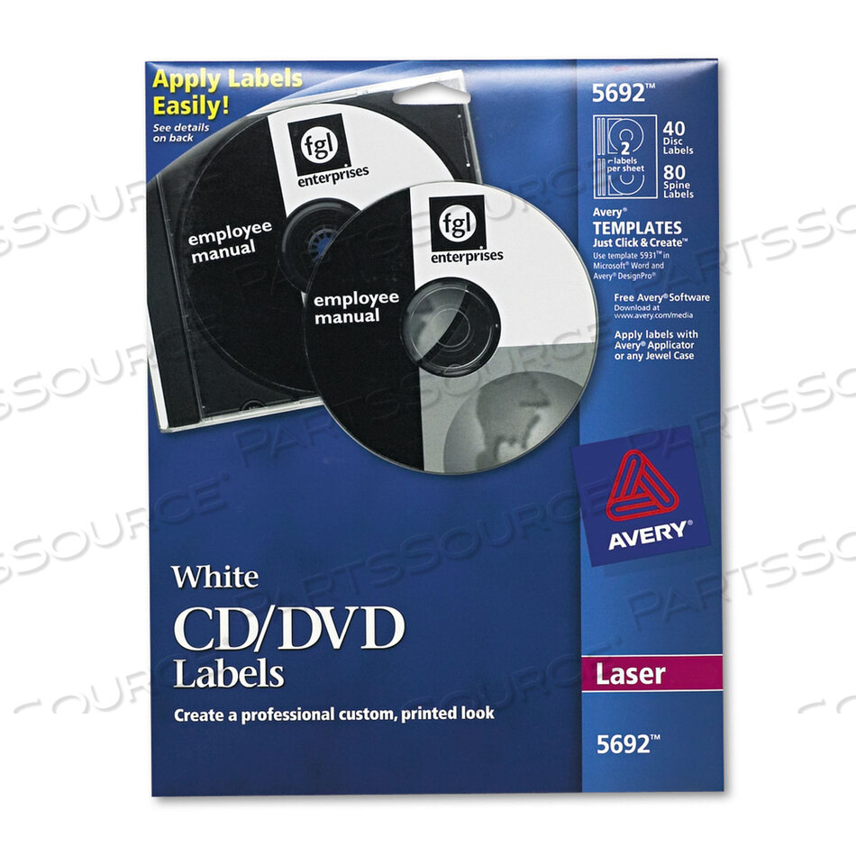 OEM#: 5692LASER CD LABELS, МАТОВО-БЕЛЫЕ, 40 ШТ./УПАКОВКА от Avery