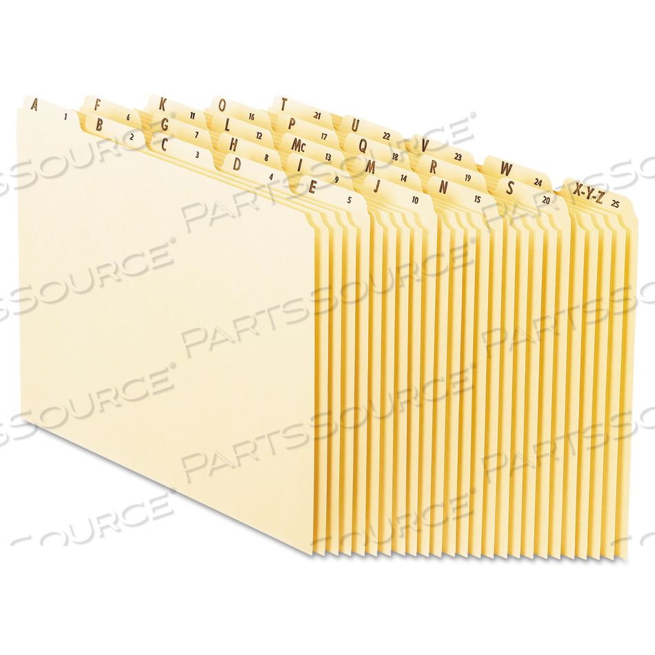 OEM#: EN225НАПРАВЛЯЮЩИЕ ДЛЯ ФАЙЛОВ С ВЕРХНИМИ ЗАКЛАДКАМИ A-Z, С ВЫРЕЗОМ 1/5 ВЕРХНЕЙ ЗАКЛАДКИ, A-Z, 8,5 X 11, МАНИЛА, 25 шт. в комплекте от Esselte Pendaflex Corp.