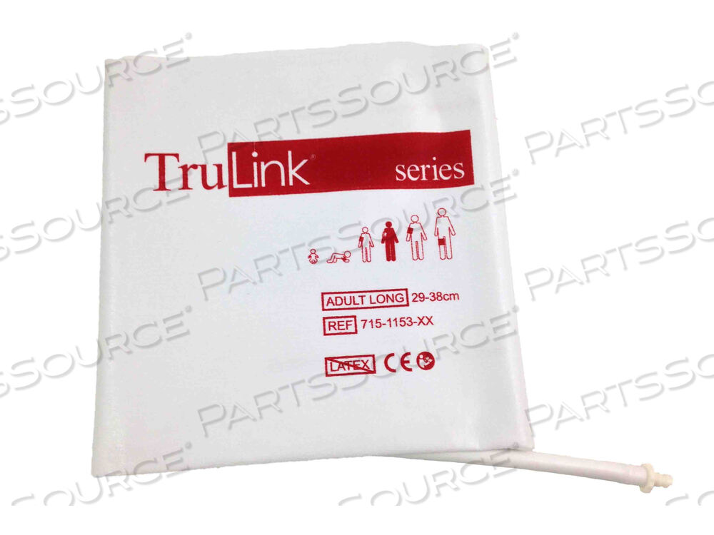 OEM#: 715-1153-10МЯГКАЯ ОДНОРАЗОВАЯ МАНЖЕТА TRULINK ДЛЯ ИЗМЕРЕНИЯ АД, ДЛЯ ВЗРОСЛЫХ, ДЛИНА 29–38 СМ, ОДИНАРНАЯ ТРУБКА, ШТЫКОВОЙ КРЕПЛЕНИЕ, 5 ШТ. В КОМПЛЕКТЕ от Spacelabs Healthcare