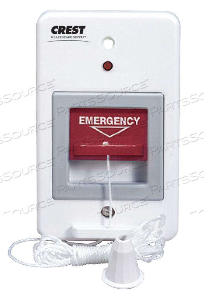 OEM#: 5700CCDELUXE PULLCORD STATION, БЕЛЫЙ, НЕЙЛОНОВЫЙ PULLCORD, ПЛАСТИКОВЫЙ ПОДВЕС, 24 В переменного/постоянного тока, 3 А, 2 ПОЛЮСА, 2,75 ДЮЙМА X 4,5 ДЮЙМА X 6 ФУТОВ, СООТВЕТСТВУЕТ FDA от Crest Healthcare