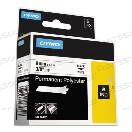 OEM#: 18482RHINO PERMANENT POLY INDUSTRIAL LABEL TAPE, 0.37 X 18 FT, БЕЛО-ЧЕРНАЯ ПЕЧАТЬ от Dymo