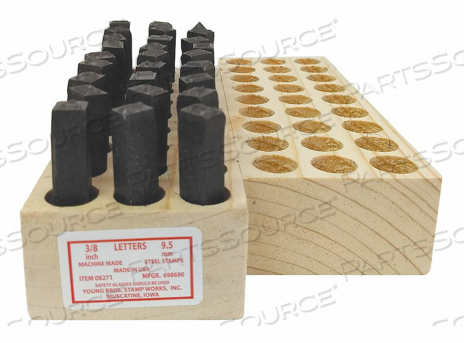 OEM#: 08271 НАБОР БУКВ МАШИННОГО ИЗГОТОВЛЕНИЯ 3/8 ДЮЙМА H GOTHIC от Young Bros. Stamp Works, Inc.