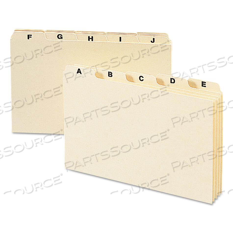 OEM#: 57076MANILA CARD GUIDES, 1/5-CUT TOP TAB, A TO Z, 5 X 8, MANILA, 25/SET by Smead