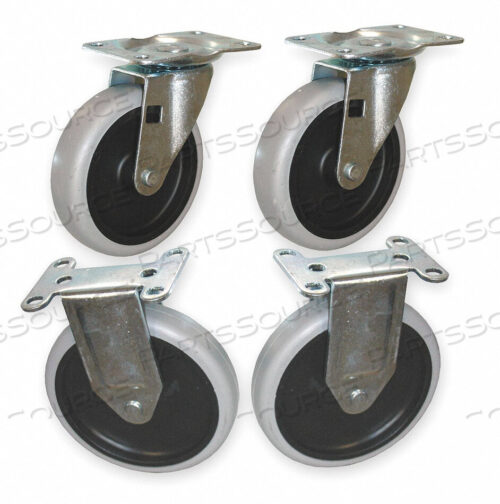 OEM#: GRFG4505L30000CASTER KIT (2) RIGID (2) SWIVEL by Rubbermaid Medical Division