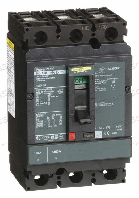 OEM#: HDL36150АВТОМАТИЧЕСКИЙ ВЫКЛЮЧАТЕЛЬ 150A 3P 600VAC HD от Square D