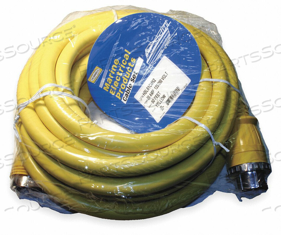 OEM#: HBL61CM52LEDУДЛИНИТЕЛЬ ДЛЯ ШНУРА ПИТАНИЯ, 50 ФУТОВ, 50 А, 125/250 В переменного тока, 6 AWG, NEMA L14-50P/CS6365C НА NEMA L14-50R/CS6364C, ЖЕЛТЫЙ от Hubbell Incorporated, Wiring Device-Kellums