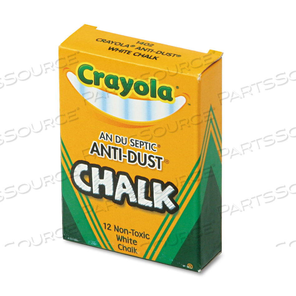 OEM#: 501402NONTOXIC ANTI-DUST CHALK, 3 X 0.31 DIAMETER, WHITE, 12 STICKS/BOX by Crayola