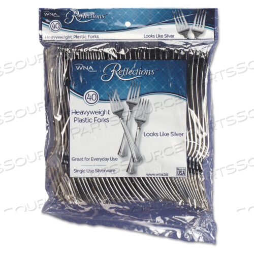 OEM#: WNA REF320FKREFLECTIONS ТЯЖЕЛЫЕ ПЛАСТИКОВЫЕ ПРИНАДЛЕЖНОСТИ, ВИЛКА, СЕРЕБРО, 7, 40/УПАКОВКА, 8 УПАКОВОК/КОРОБКА от WNA