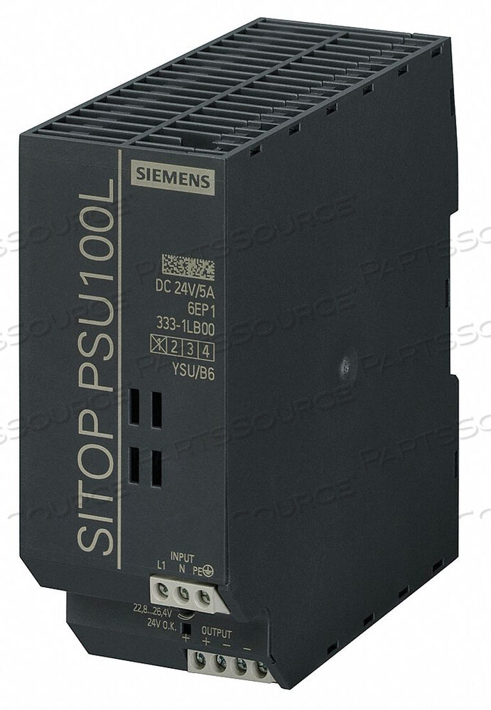 OEM#: 6EP13331LB00POWER SUPPLY, DC, SWITCHER, 120/230VAC INPUT, 24VDC OUTPUT, 120W by Siemens