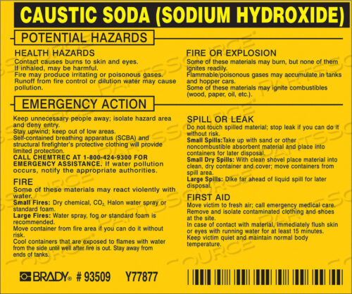 OEM#: 93509ХИМИЧЕСКАЯ ЭТИКЕТКА 3-3/4INHX4-1/2INW PK25 от Brady Americas