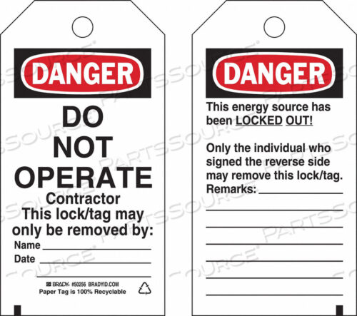 OEM#: 50256DANGER TAG 5-3/4INHX3INW CARDSTOCK PK25 от Brady Americas
