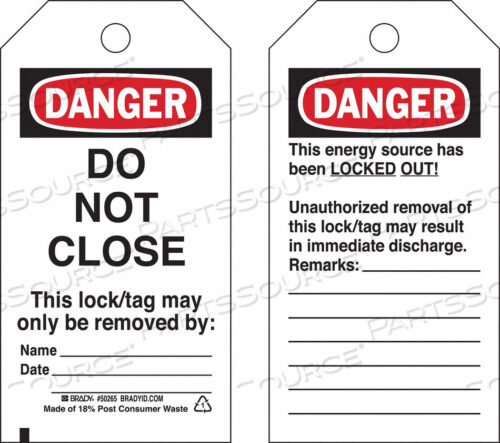 OEM#: 50265DANGER TAG 5-1/2INHX3INW POLY BRASS PK25 от Brady Americas