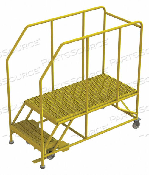 OEM#: WLWP122448SL-Y2 STEP MOBILE WORK PLATFORM 24W X 48L, 36 HANDRAILS, SAFETY YELLOW by Tri-Arc