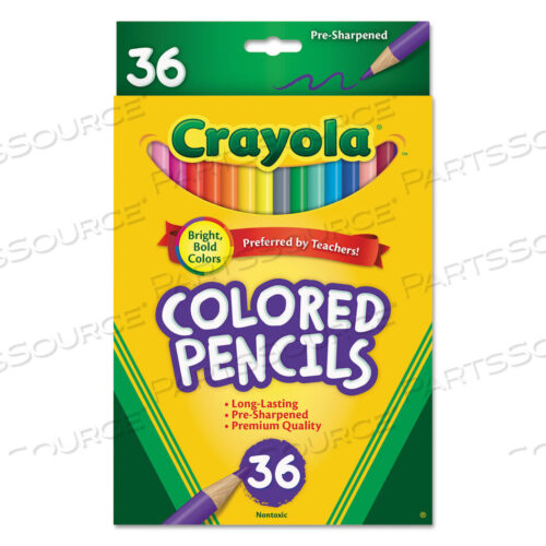 OEM#: 684036SHORT-LENGTH COLORED PENCIL SET, 3.3 MM, 2B (#1), ASSORTED LEAD/BARREL COLORS, 36/PACK by Crayola