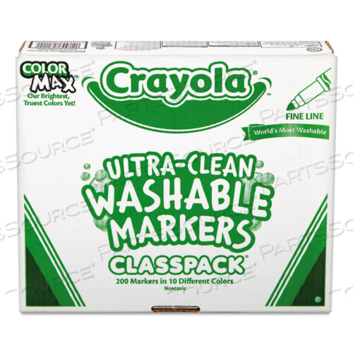 OEM#: 588211ULTRA-CLEAN WASHABLE MARKER CLASSPACK, FINE BULLET TIP, 10 ASSORTED COLORS, 200/PACK by Crayola