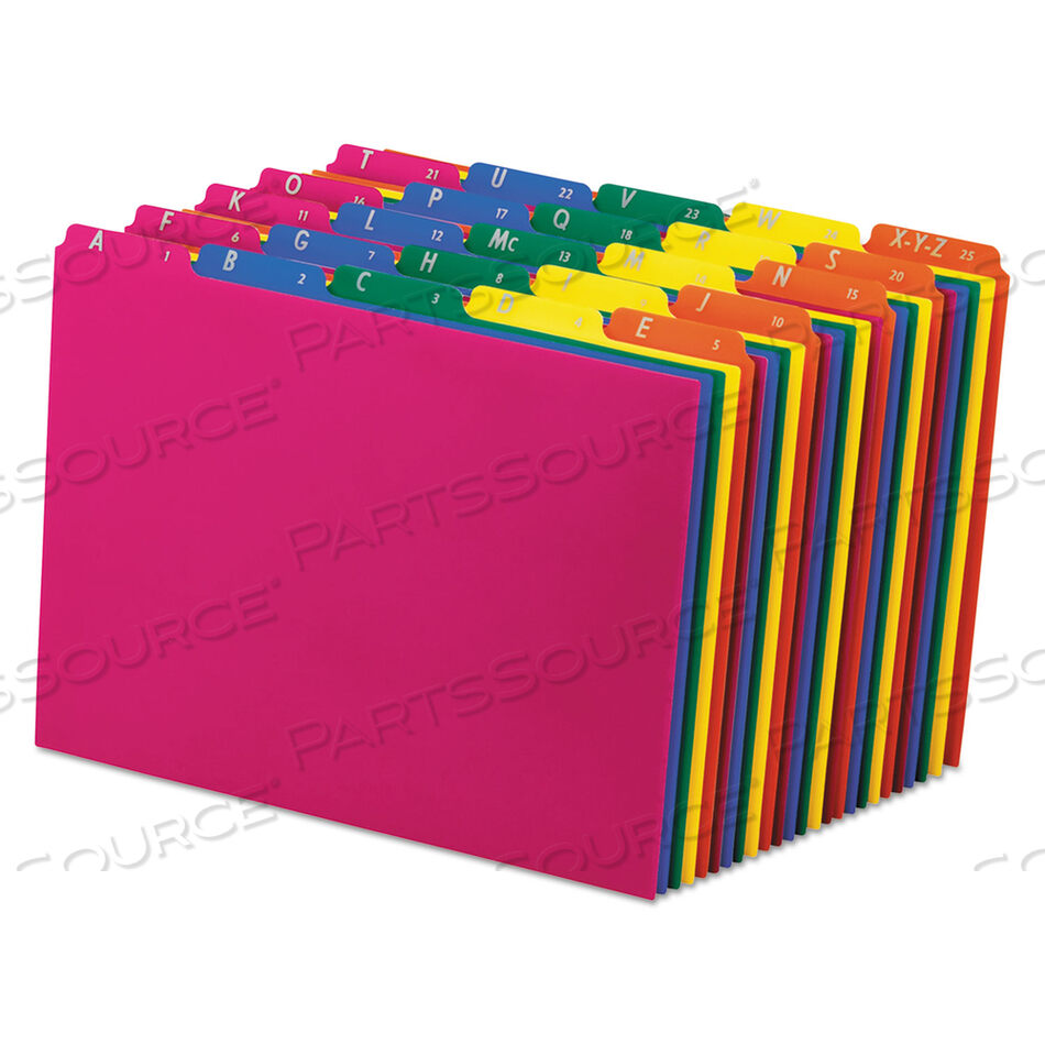 OEM#: 40142НАПРАВЛЯЮЩИЕ ДЛЯ ФАЙЛОВ POLY TOP TAB, 1/5-CUT TOP TAB, A TO Z, 8,5 X 11, РАЗНЫЕ ЦВЕТА, 25 ШТ./НАБОР от Esselte Pendaflex Corp.